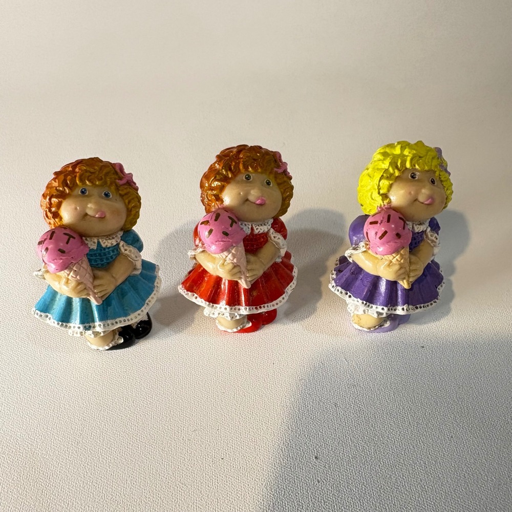 Vintage Cabbage Patch Kids PVC Figurines Ice Cream Cone Lot of 3 Retro Toys - Picture 5 of 5
